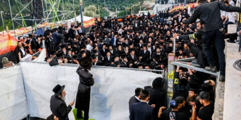 Ultra orthodox jews attend Lag Baomer celebrations, in Meron on May 8, 2023. Photo by Ultra orthodox jews attend Lag Baomer celebrations, in Meron on May 8, 2023. Photo by David Cohen/Flash90