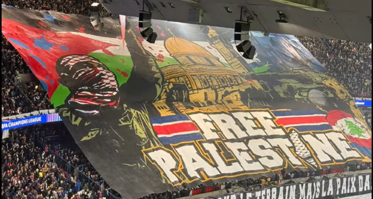 Soccer fans display ‘Free Palestine’ banner erasing Israel at game
